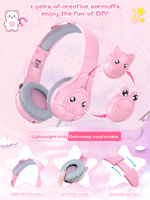 Casque sans fil pour enfants, rose et bleu, avec son Hi-Fi, commande tactile et armature équilibrée, idéal pour les filles