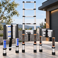 Échelle télescopique en alliage d'aluminium 7-16 marches, capacité de charge 150 kg, design pliable portable pour maison, toit, grenier, camping-car et entrepôt