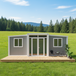 Maison préfabriquée mobile extensible de 40 pieds <span class=keywords><strong>sur</strong></span> 20 pieds, villa 3 chambres avec cuisine et salon extérieur, en panneaux sandwich bois-acier - Product Image 1