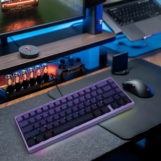 Kavlorn BLK-67 Purple Mechanical Keyboard with Full-Key Hot-Swappable Design, Tri-Mode for Gaming and Office Use