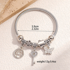 Bracelets en acier inoxydable <span class=keywords><strong>argent</strong></span>é exquis pour femmes et filles, design <span class=keywords><strong>arbre</strong></span> <span class=keywords><strong>de</strong></span> <span class=keywords><strong>vie</strong></span>, clé, papillon, bracelets élégants, bijoux - Product Image 6