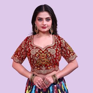 Beautiful Heavy Velvet Sweetheart <b>Collar</b> Stacked Sleeve Floral Vintage Casual Women's Blouse 100% Cotton Wedding Apparel - Product Image 1