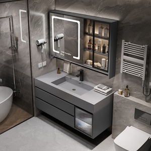 <span class=keywords><strong>Meuble</strong></span> de salle de bain moderne et personnalisé, nouvelle combinaison de <span class=keywords><strong>meuble</strong></span> sous-vasque intégré en bois avec vasque en ardoise, mobilier de salle de bain élégant pour la maison - Product Image 2