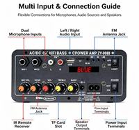 Carte d'amplification numérique Bluetooth 5.0 ZY-9088 avec écran LED, double entrée micro, module amplificateur de karaoké et subwoofer pour voiture et maison