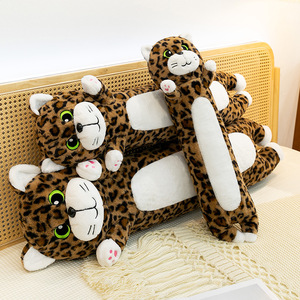 Almohada Larga de Peluche con Diseño de Gato a Rayas y Estampado de Leopardo, Personalizable con Logotipo, Juguete de Peluche de Gatito, Muñeco de Animal de Peluche, Cojín Suave para Dormir - Product Image 2