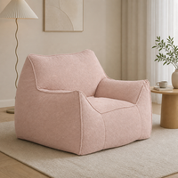 Promotion : Pouf-lit confortable compressé sous vide en tissu polaire rose pour salon et coin lecture