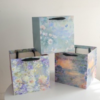 Sac cadeau pour la Saint-Valentin, motif trapèze argenté estampé à chaud, forme carrée avec fenêtre, sac à bouquet épais de qualité supérieure