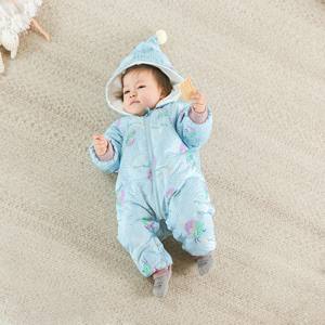 Tuta da neve <span class=keywords><strong>neonato</strong></span> nuovo arrivo a manica lunga antivento con cappuccio spessa giacca bianca imbottita di anatra - Product Image 3