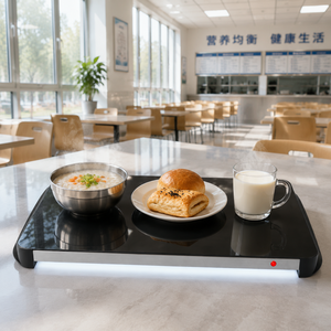 Plateau alimentaire commercial carré avec cadre en aluminium de 3 cm, anti-brûlure, facile à nettoyer, supporte la vaisselle en métal, verre et céramique, plaque chauffante commerciale - Product Image 1