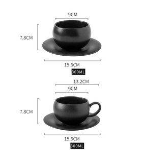 300ml tazza di caffè in ceramica con piattino di forma rotonda vecchia tazza di Cappuccino Latte - Product Image 6