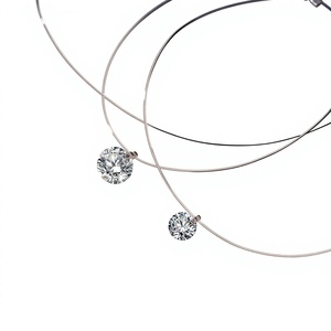 <span class=keywords><strong>Collana</strong></span> da Donna in Argento Sterling S925 Placcato con Pendente a Cerchio a Goccia di Sirena in Moissanite, Catena Versatile per Clavicola, Delicata - Product Image 1