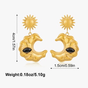 Trendy for Amazon Stainless Steel Crescent Moon <strong>Crab</strong> Design Geometric Pendant Party <strong>Jewelry</strong> Gold Plated Fashion Dangle Earrings - Product Image 6