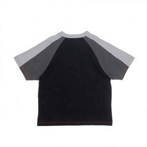 Camiseta de algodón cuadrada personalizada, camisetas de retazos de manga raglán con costuras en contraste - Product Image 2