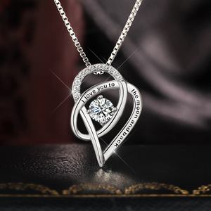Gold Plated 925 Sterling <strong>Silver</strong> I Love You to the <strong>Moon</strong> and Back Pendant <strong>Necklace</strong> - Product Image 1