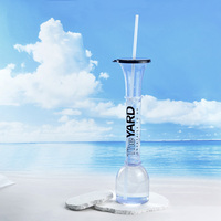 Logo personnalisé 24oz 32oz 48oz 100oz Tasses à thé en plastique géantes Soucoupes Cocktail Daiquiri Slush Long Neck Cup Lanyard pour bière de jardin