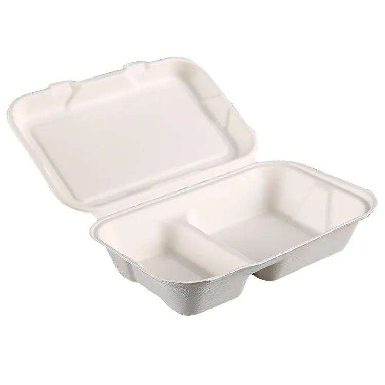 Compartiment Lunchbox Suikerriet Bagasse Wegwerp Biologisch Afbreekbaar Burger Box