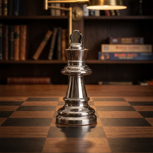 Glossy Silver Finished Metal <b>Chess</b> Piece Tabletop Decor Showpiece for Home & Living Room Table Decoration - Product Image 5