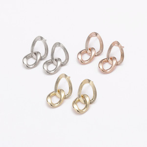 Double Ring Geometric <b>Stud</b> Earrings Gold <b>Silver</b> Rose Gold Minimalist Fashion Everyday Wear - Product Image 1