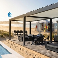 Pergola de luxe en aluminium antique Sweet Home pour voiture, garage extérieur, toit rétractable motorisé à lames orientables, système d'ombrage imperméable