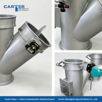 1000 ℃   Vanne papillon pneumatique 3 voies haute température WCB pour conduit d'air, à faible résistance, commande PLC, pour four et incinérateur (air chaud)