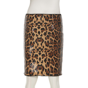 Street Retro Leopard Print Bright Leather High-end Hip Lift Low-waisted Midi <strong>Skirt</strong> Hot Girl Brown <strong>Skirt</strong> - Product Image 6