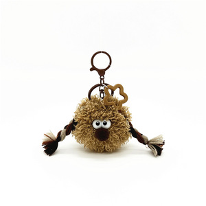 Porte-clés pendentif de sac à dos en peluche mignon style dessin animé, avec pompon et poupée à chignon tressé, cadeau - Product Image 6