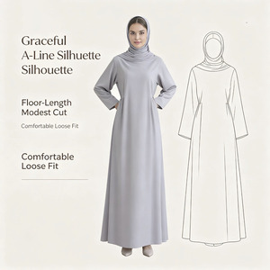 Robe longue respirante sur mesure OEM, directement de l'usine, pour femme musulmane, style modeste, longueur ras du sol, décontractée, pour le quotidien et la prière - Product Image 5