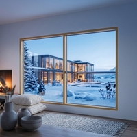 Ventanas de Madera Revestidas de Aluminio para Casas Pasivas, Biombo Plegable, Cortina Colgante, Certificación Energy Star, para Cocina de Hotel, Diseño Europeo