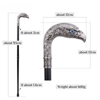 Bâton de marche aigle à tête longue avec plaque cachée auto-défense mode plaque de canne Halloween Cosplay Crosier Vampire bâton 93cm