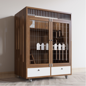 <span class=keywords><strong>Jaula</strong></span> grande para gatos de dos pisos, gabinete de hierro sólido de espacio libre para el hogar, bandeja de Villa, botón a presión, bandeja de plástico fácil de usar, embalaje - Product Image 6