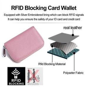 Portefeuille en cuir véritable anti-RFID avec 12 emplacements pour cartes, 2 compartiments pour billets, fermeture éclair lisse pour un rangement sécurisé des cartes de crédit et de l'argent liquide - Product Image 5