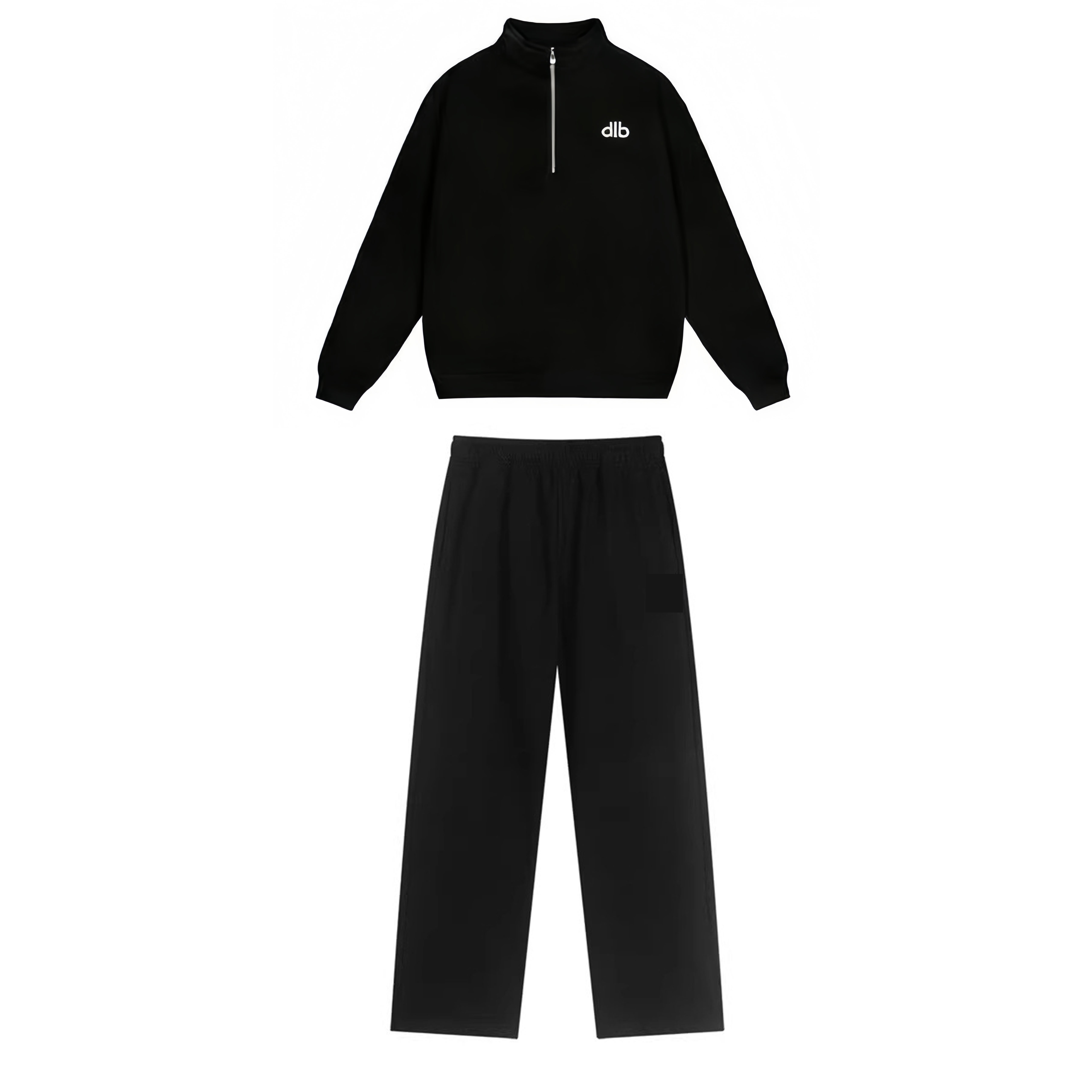 Black 1/4 zipper set-straight