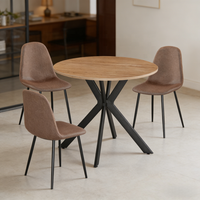 Table à manger ronde minimaliste moderne extensible avec pieds en métal robustes, meubles pour la maison qui permettent de gagner de la place