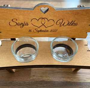 Schnapps ม้านั่งส่วนบุคคลสำหรับงานแต่งงาน,สำหรับแกะสลักด้วยแม่ลายแว่นตาคู่/ทำจากไม้ <span class=keywords><strong>Alder</strong></span>/ของขวัญแต่งงาน - Product Image 6