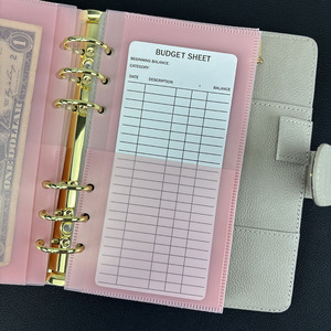 New Classical Frosted Clear Pink Durable PP Flexible Double Pocket A6 <strong>Budget</strong> <strong>Binder</strong> Insert Cash Filling Envelope for Budgeting - Product Image 1