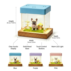Boîte commémorative moderne pour animaux de compagnie avec projection holographique 3D, base en bois, interaction vocale, contrôle tactile, sans téléphone requis, personnalisable - Product Image 4