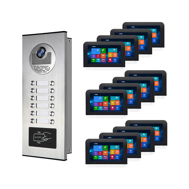 Hot Selling Intercom System 12 Unit Apartment Video Doorbell Camera With Access Control Systems Video Door Phone Interco