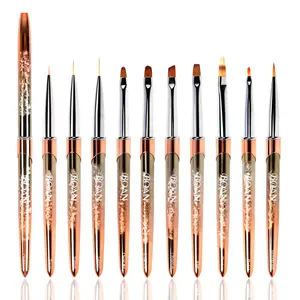 BQAN OEM New Brush Rose Gold Handle Wholesale 100% Pure Kolinsky Sable Acrylic Nails Oval Nail Art Brush Set