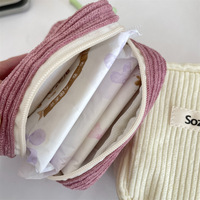 Mini pochette de maquillage en velours côtelé personnalisée en usine sac de rangement de maquillage de voyage personnalisé avec grand sac à main de rangement pour serviettes à glissière
