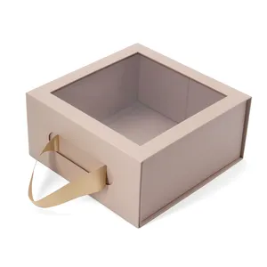 Custom empty square flower packing box with logo for flowers and love