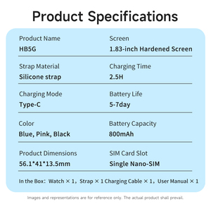 Reloj Inteligente 4G RTOS con Pantalla IPS de 1.83 Pulgadas <span class=keywords><strong>para</strong></span> Niños, Videollamada, Posicionamiento WIFI+LBS, Función de Contestar Llamadas - Modo Clase X01 - Product Image 6