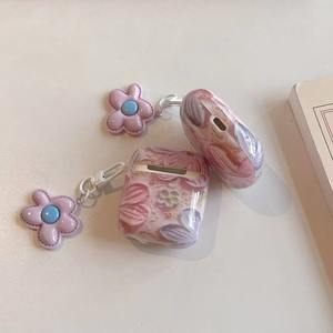 Graffiti peinture à l'huile fleurs adapté aux AirPods <span class=keywords><strong>Pro</strong></span> étui de protection 1/2 génération étui pour casque <span class=keywords><strong>AirPods3</strong></span> coréen - Product Image 2