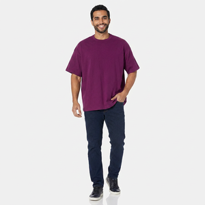 2026 Wholesale Classic Heavyweight Short Sleeve Drop Shoulder Men's 100% Cotton Oversized T-Shirt Regular Fit Solid Breathable - Product Image 1