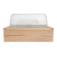 Plateau de refroidisseur de nourriture de buffet avec le cadre en bois de couvercle transparent de sac de glace