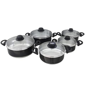 Ensemble de casseroles en aluminium de haute qualité, modernes, antiadhésives, avec poignées en bakélite, 10 pièces - Product Image 2