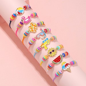 Set di 12 braccialetti estivi con nome personalizzato dopamina per bambini placcati <span class=keywords><strong>oro</strong></span> Heish Bead Cartoon braccialetti per ragazze accessori per bambini - Product Image 4