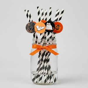 Pailles rigides réutilisables en papier rayées orange et noires, 4 styles, pour Halloween, enterrement de vie de jeune fille, fournitures et cadeaux de <span class=keywords><strong>fête</strong></span> - Product Image 3
