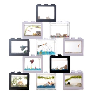 Kit Mini acquario in acrilico trasparente-piccolo acquario da tavolo con luce a LED, acquario decorativo per la casa/l'ufficio (1.2 gallone) - Product Image 6