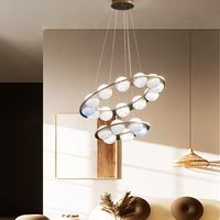 Lustre en forme de boule de cristal, avec plusieurs motifs circulaires, hauteur réglable, adapté à différents styles