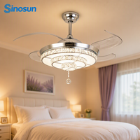 Ventilateur de plafond LED invisible moderne à longue durée de vie OEM/ODM, 42 pouces, 6 vitesses, moteur DC silencieux, télécommande, réglable